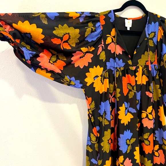 Floral Mini Dress - Black, Red, Blue, Orange - Picture 5 of 9